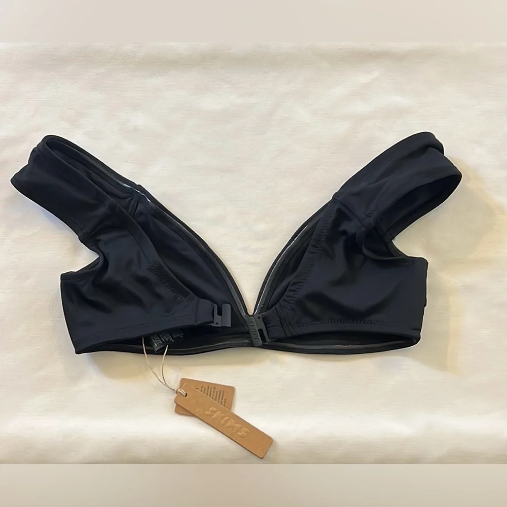SKIMS Black V-Neck Bikini Top